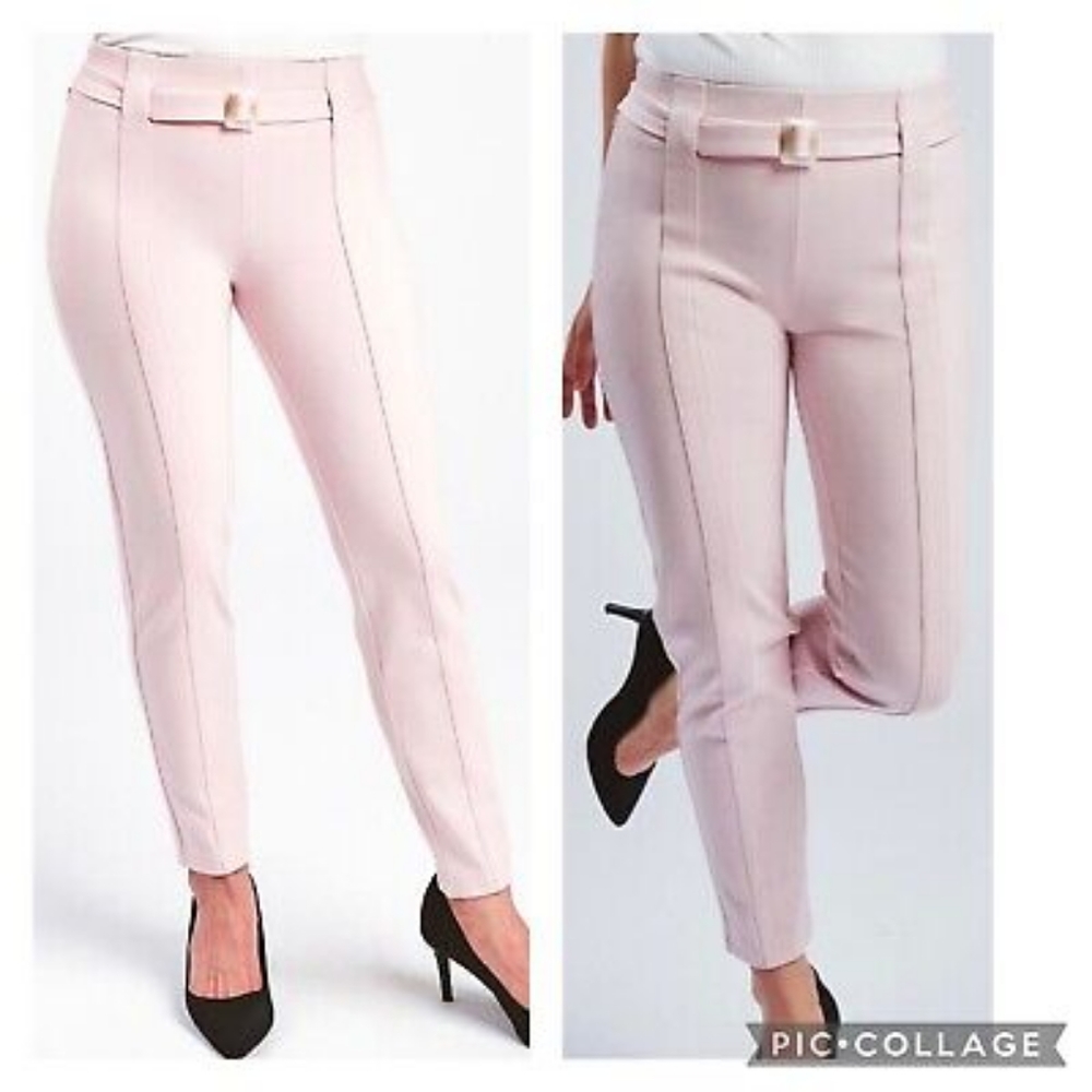 Betabrand Belted Skinny Dress Yoga Pants Pale Pink M Long